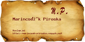 Marincsák Piroska névjegykártya